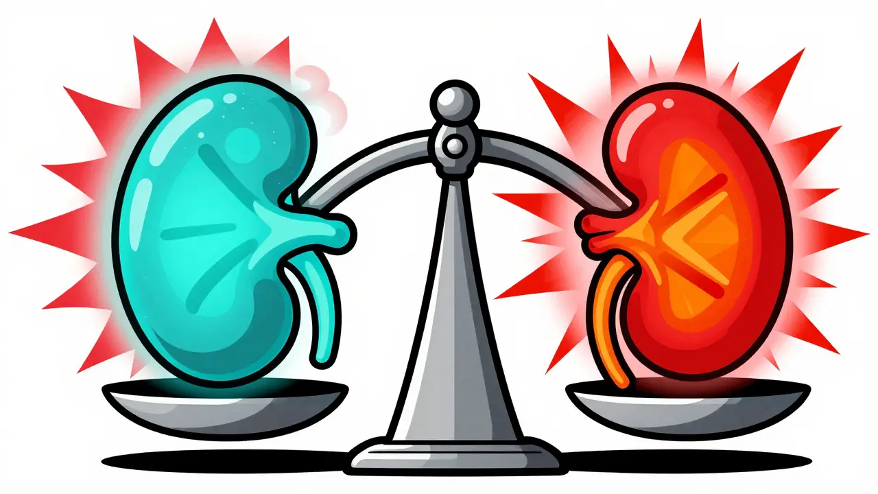 Abstract balance scale showing kidney function levels