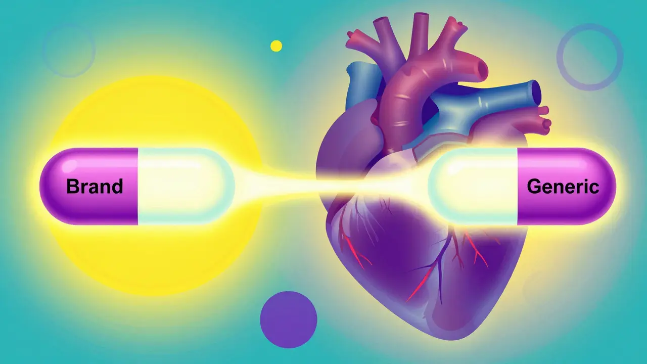 Abstract art showing two pills merging into light, Peter Max style