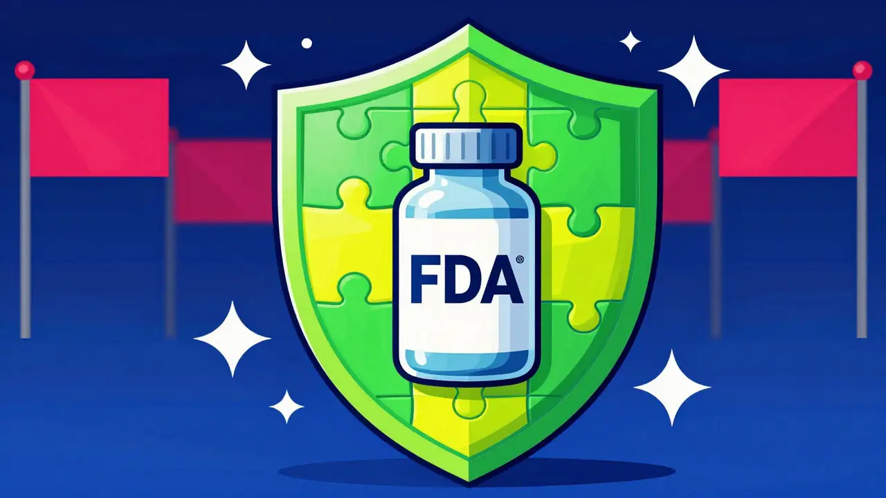 Vibrant shield protecting medicine bottle in Peter Max pop art style