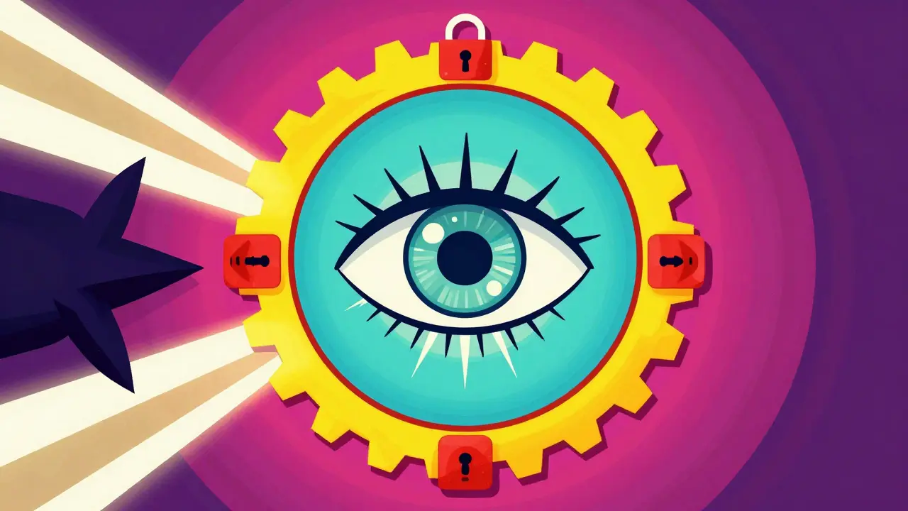 Abstract eye protecting against fake pharmacies