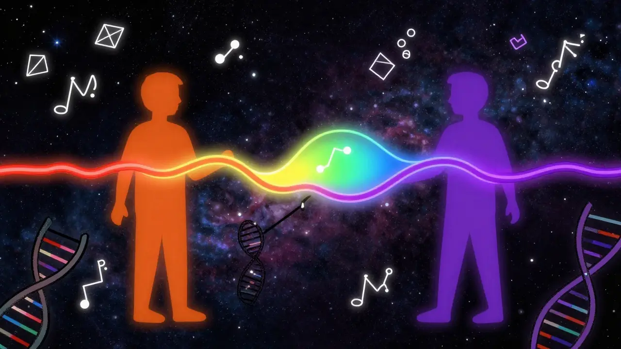 Cosmic illustration showing bioequivalence with glowing neon streams